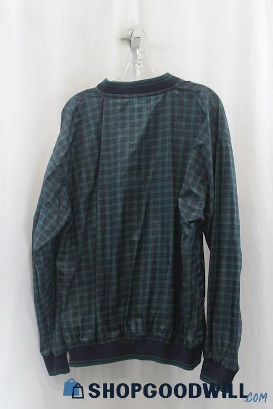 Jerzees Mens Blue/Green V-Neck Windbreaker Sweater Sz M