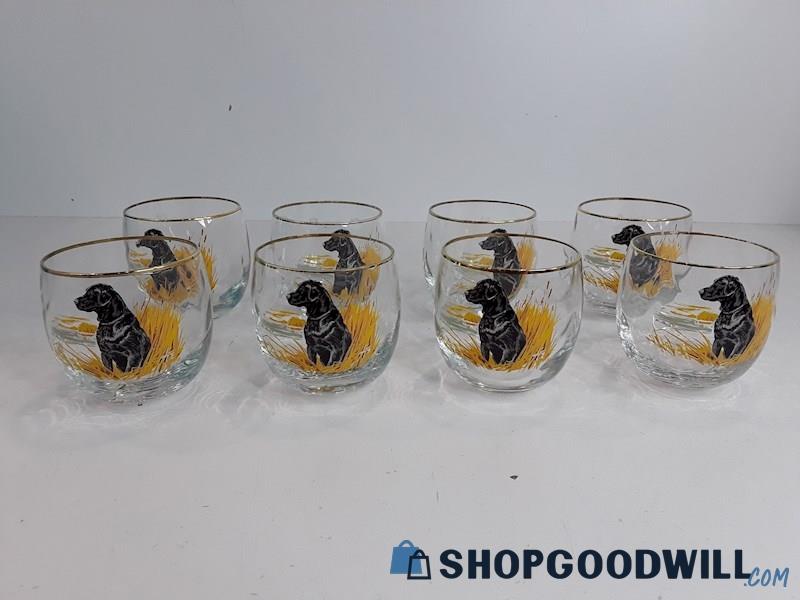 Labrador Retriever Dog 8pc Set Roly Glass Cups 