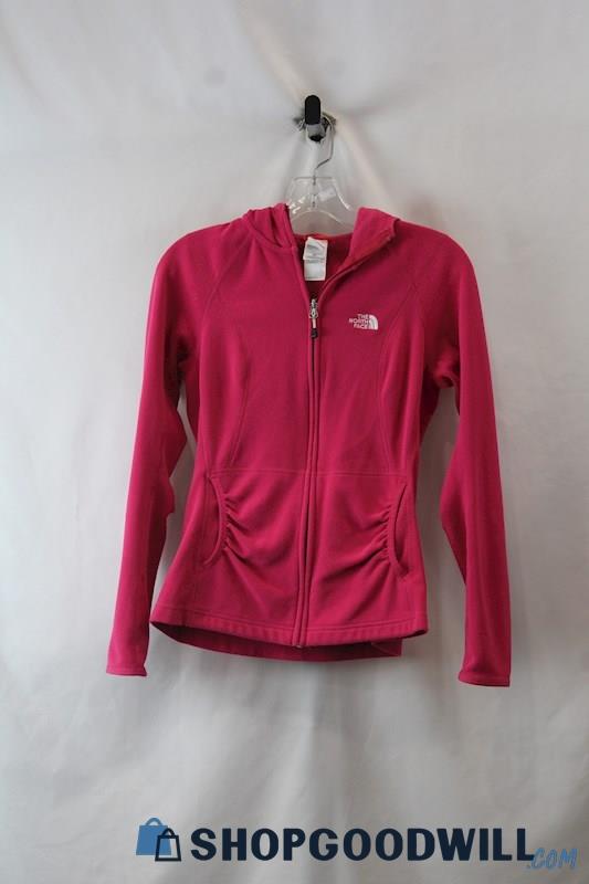 The North Face Women's Hot Pink Fleece Fitted Full Zip Hoodie sz S