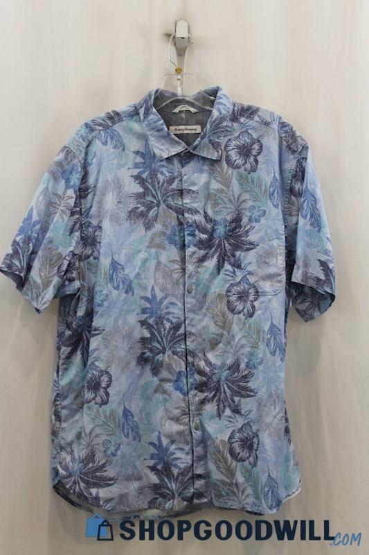 Tommy Bahama Mens Blue Tropical Dress Shirt Sz XL