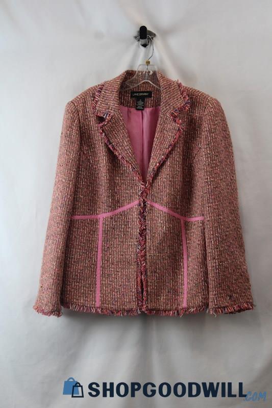 Lane Bryant Women's Pink Tweed Fringe Trim Fashion Jacket sz 16