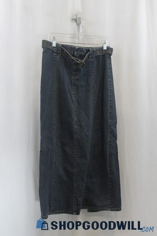 DKNY Jeans Womens Blue Belted Maxi Jean Skirt Sz 4