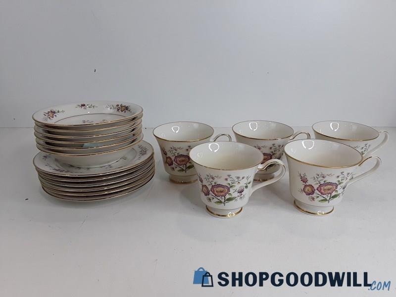 Noritake Ivory China Asian Song Floral Plates & Cups 