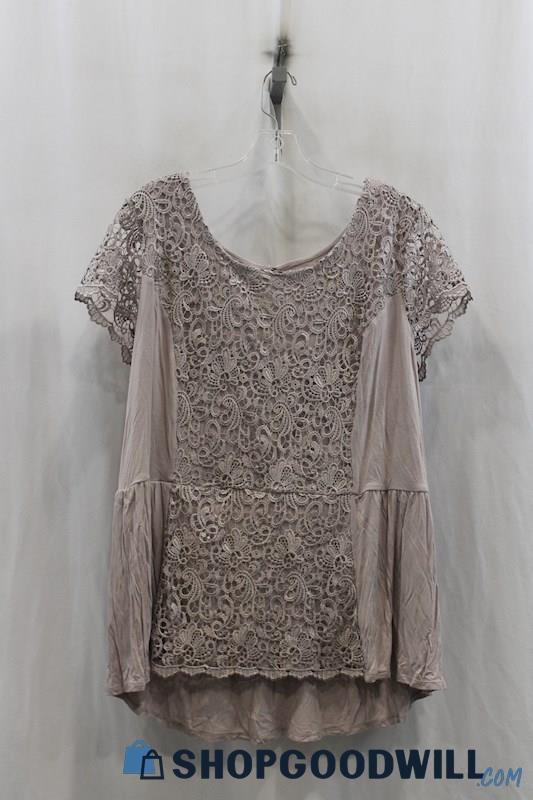 NWT Maurices Womens Mauve Knit lace Blouse Sz 3