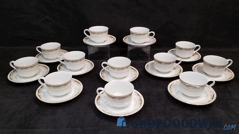 (E) 24PC Signature Collection Queen Anne Teacups + Saucers ** PICK UP ONLY **