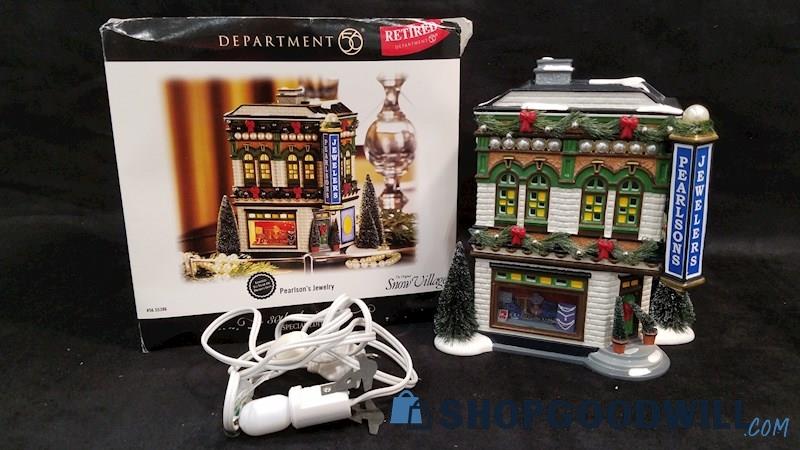 (A) VTG 2005 Dept 56 Snow Village Pearlson ' s Jewelry Building PWRS ON
