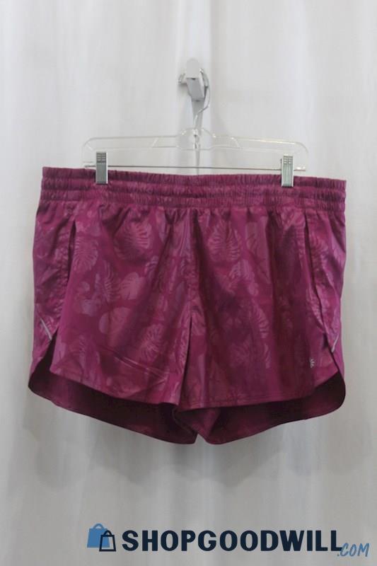 Athleta Womens Purple Tropical Running Shorts Sz XL