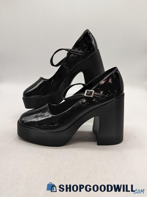 Asos Women's Black Faux Leather Mary Jane Platform Shoes SZ 7