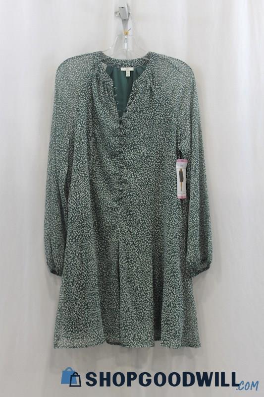 NWT Joie Women's Green Circle Pattern Blouson Dress SZ S