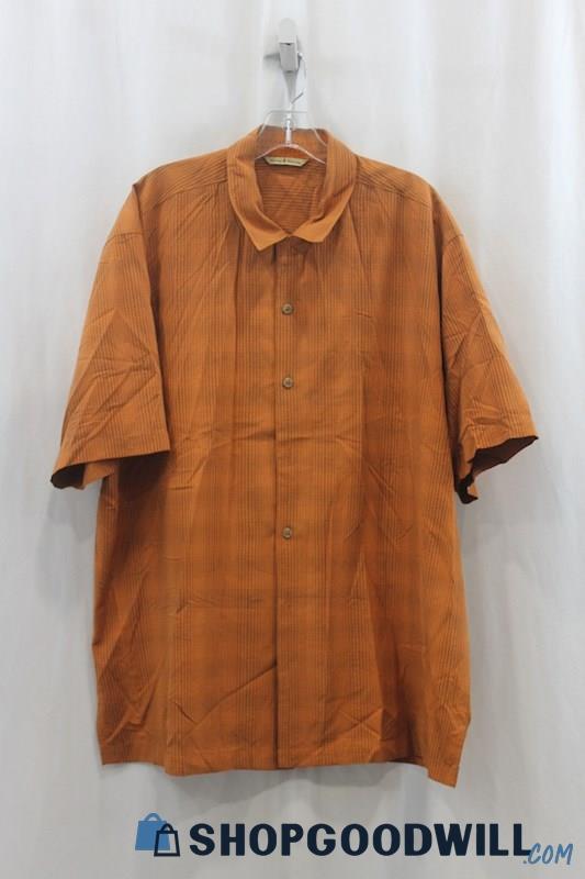 Tommy Bahama Men's Orange Plaid Button Up Shirt SZ XL