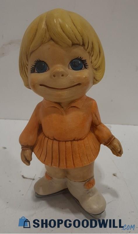 Unbranded Blonde Girl Ice Skating Figurine 