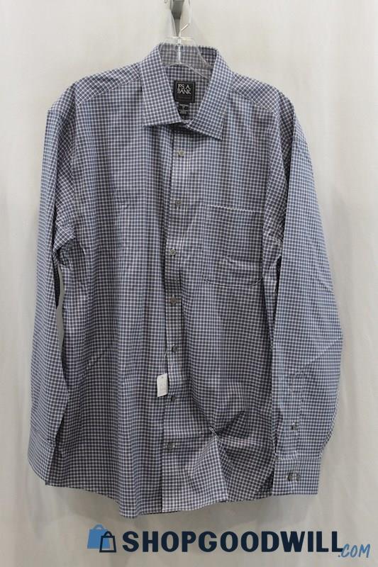 NWT Jos.A. Bank Men's Blue/Red Gingham Pattern Dress Shirt SZ L