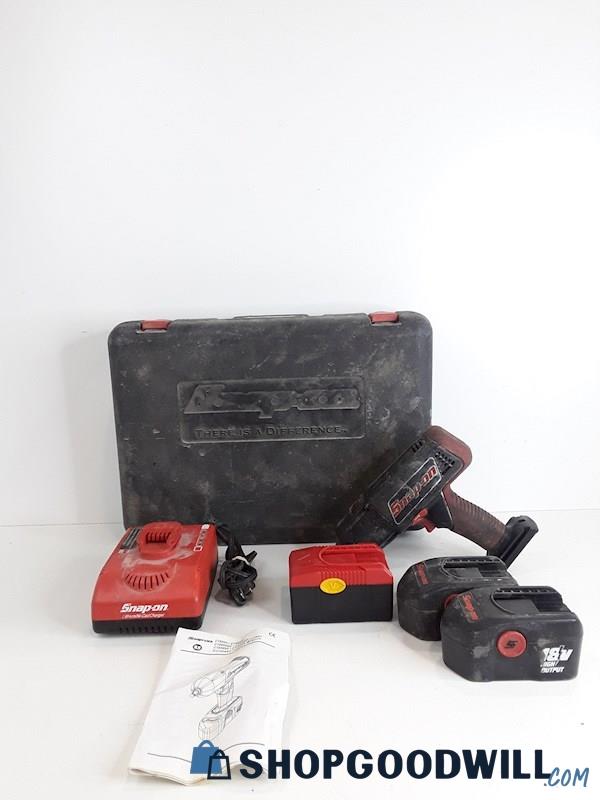 Snap On Electric Impact Drill CT6850 W/ Batteries & Charger - Charger Powers On 