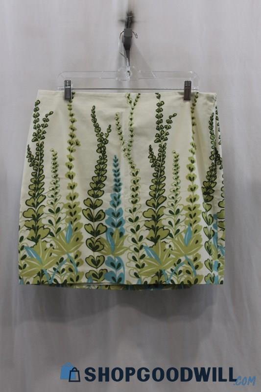 NWT Loft Women's Beige/Green Floral Print Mini Skirt SZ 12
