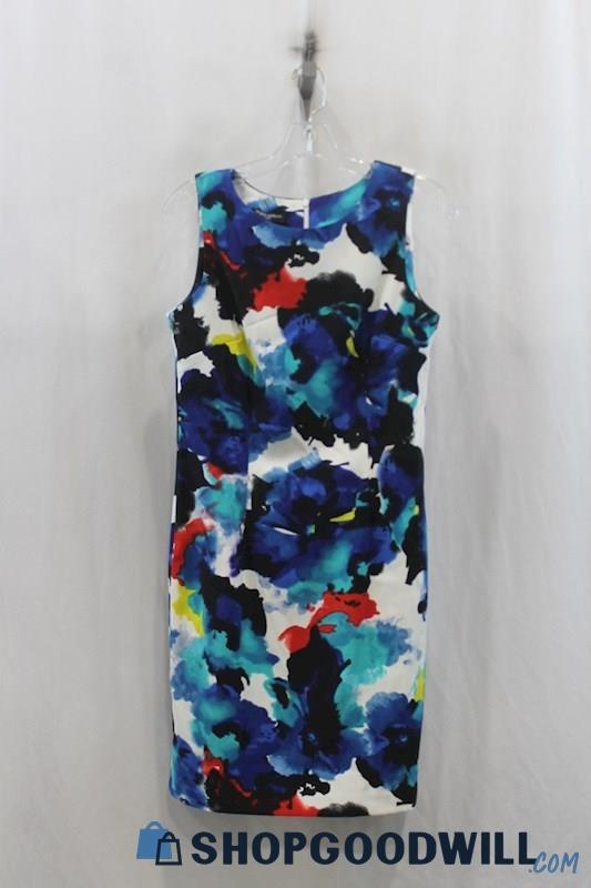 Mario Seranni Women's Multicolor Abstract Pattern Sheath Dress Sz 6