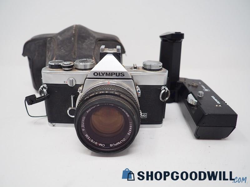 Olympus OM-1 SLR Film Camera w/OM-System 50mm Lens & Winder
