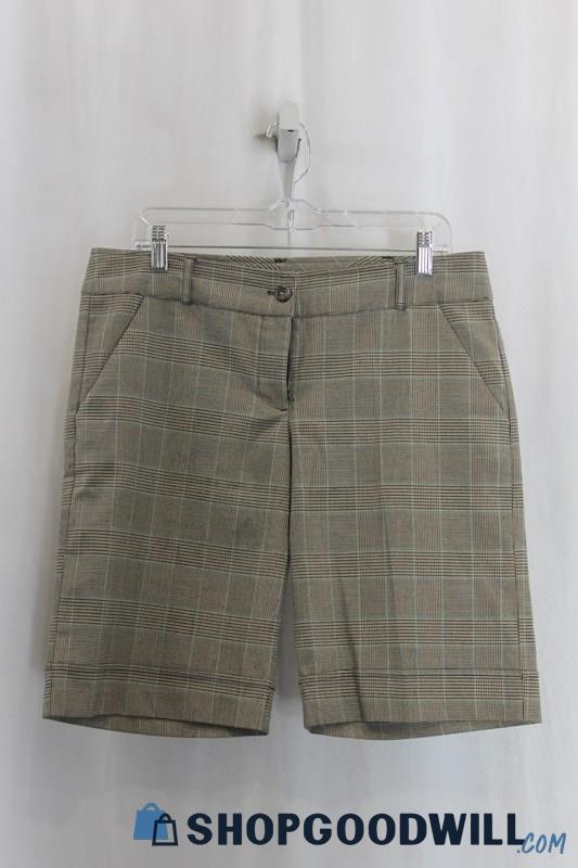 Speechless Womens Taupe/Blue Plaid Chino Shorts Sz 9