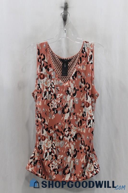 White House Black Market Womens Pink/Black Pattern Tank Blouse Sz M