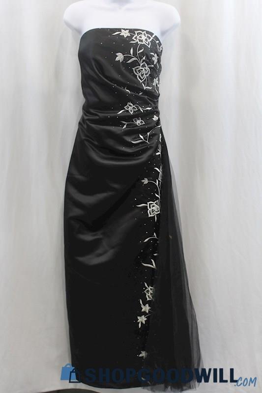 Sean Collection Women's Black Floral Sides Tube Sheath Dress SZ L