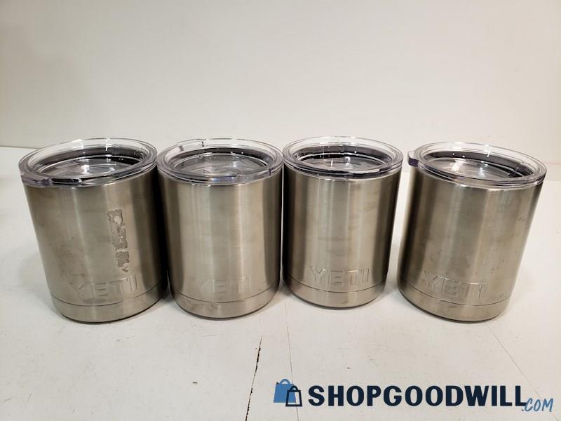 4pc YETI Rambler Lowball Insulated, Stainless Steel with Lid Travel Cup Mug 