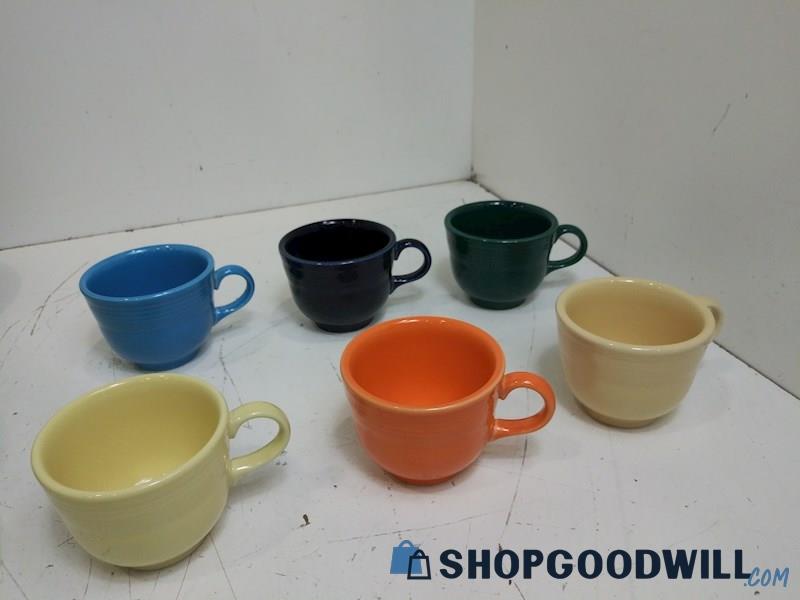 6PC HCL Fiesta Coffee Tea Cups Ceramic Multi Colors Kitchen Decor VTG?