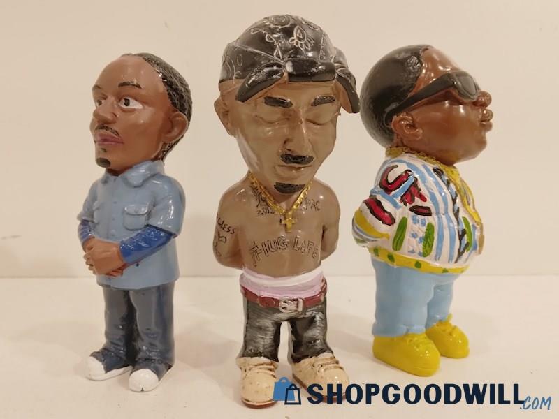 3PCS Famous Rappers Snoop Tupac Notorious B.I.G Small Figurines Collectibles 