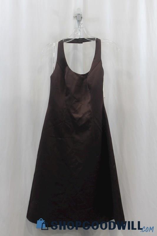 NWT Davids Bridal Womens Brown Halter Swing A-Line Dress Sz 4