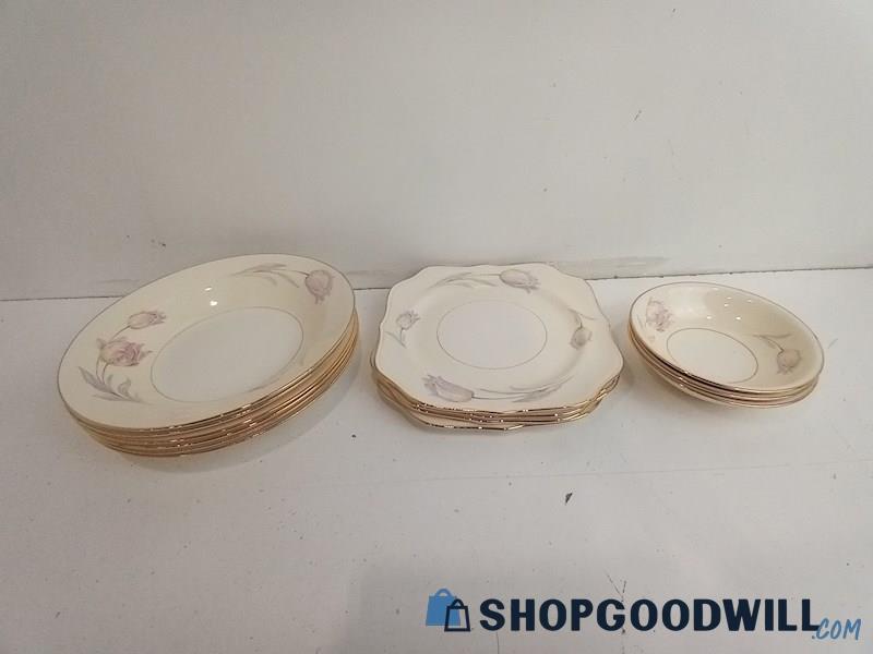 13pc Eggshell Nautilus Dishware Set Plates Bowls Kitchen Home Cream Floral 