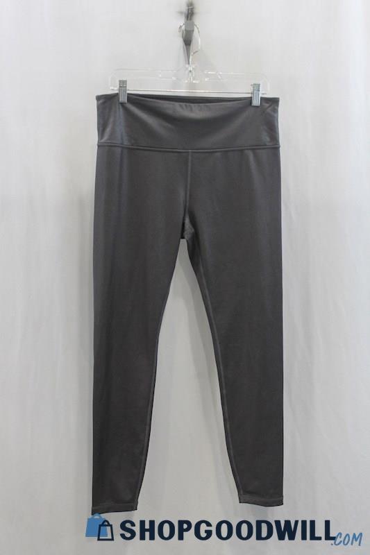 Athleta Womens Dark Gray Coated Active Leggings Sz L