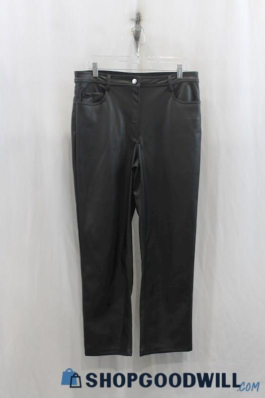 Halogen Womens Black Coated Straight Leg Pants Sz 10