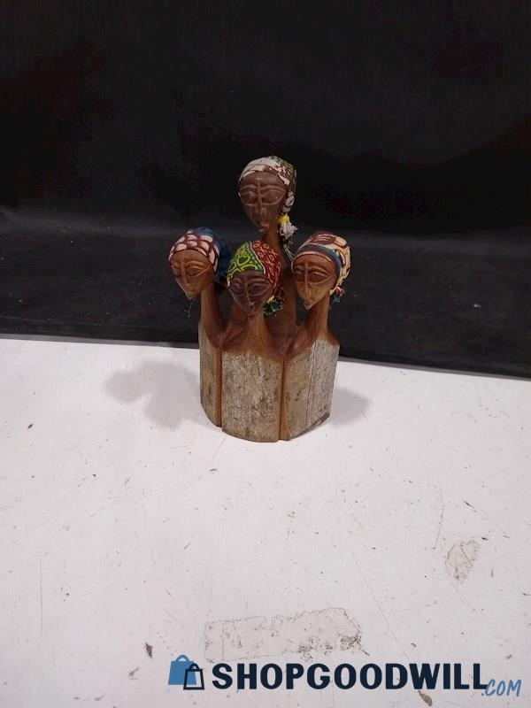 Vintage African Tribal Folks Hand Carved Figurine Home Decor 