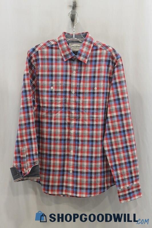 NWT Flag & Anthem Men's Red/Blue Plaid Button Up Shirt SZ S