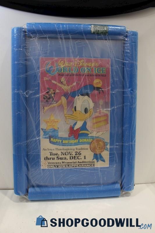 'Donald Duck 50th Birthday Celebration' Disney On Ice Framed Poster Print Vtg PU