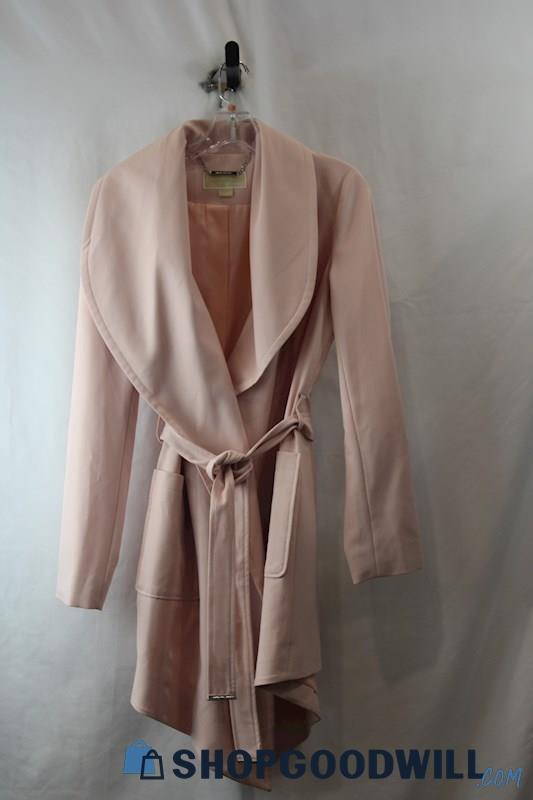 Michael Kors Women's Light Pink Belted LS Single Button Trench Coat SZ S
