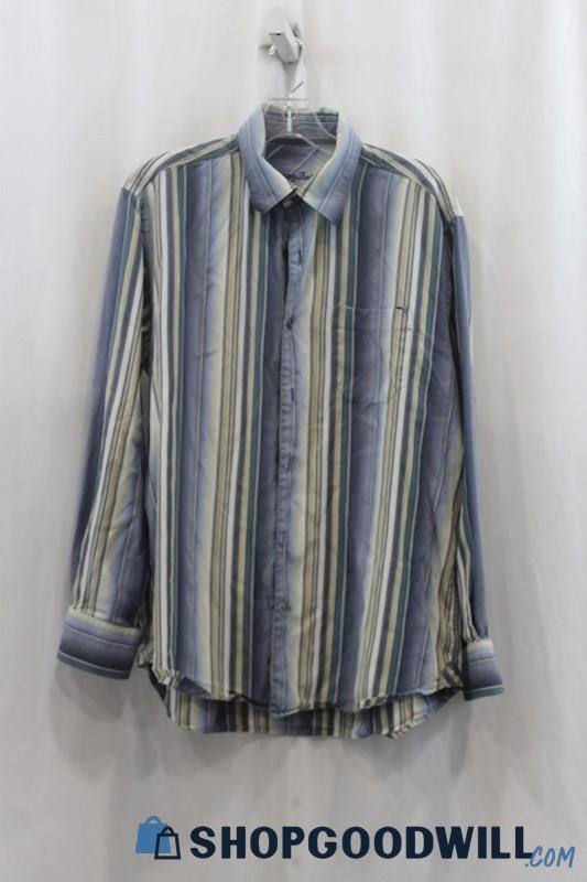 Tommy Bahama Men's Blue/White Pinstripes Button Up Shirt SZ M