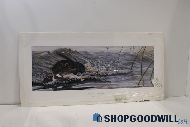 'By Water, By Heart' Unframed Black Lab Hunting Print Signed Stephen P. Hamrick