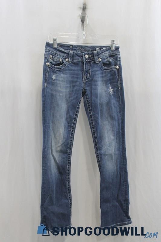 Miss Me Womens Blue Washed Slim Boot Jeans Sz 28