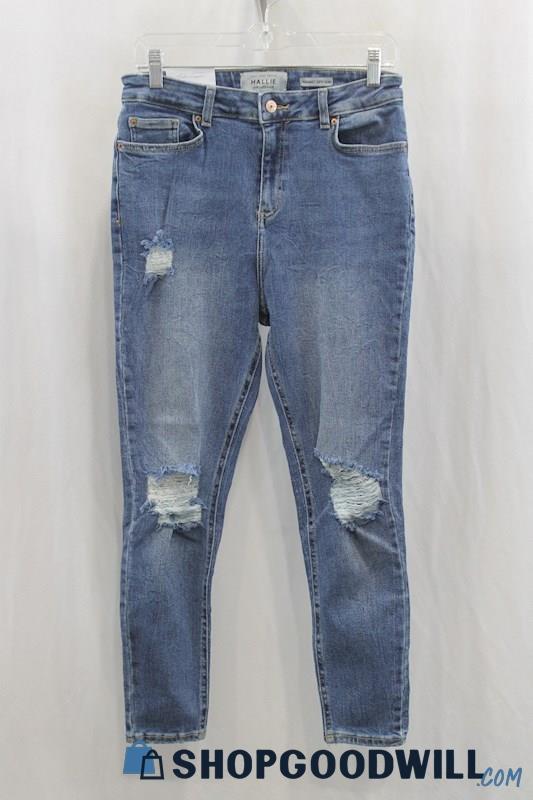 NWT Hallie Womens Blue Washed Distressed High Waist Skinny Jeans Sz 2