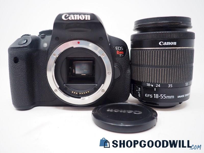 Canon EOS Rebel T5i DSLR Camera w/EFS 18-55mm Lens (Powers On, SEE DESCRIPTION)