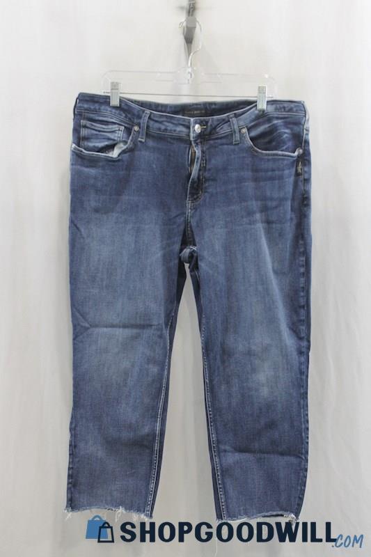 Silver Jeans Womens Blue Washed Capri Jeans Sz 13x27