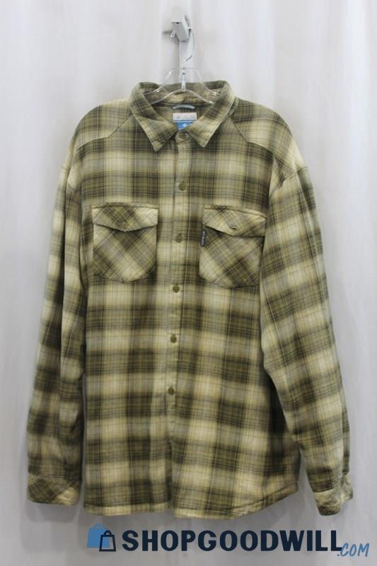 Columbia Men's Gray/Beige Plaid Button Up Shirt SZ XL