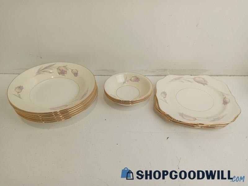13pc Eggshell Nautilus Dishware Set Plates Bowls Kitchen Home Cream Floral 