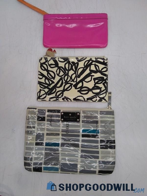 Lot of 3 Kate Spade Patent Leather Pouch Handbag Purse 