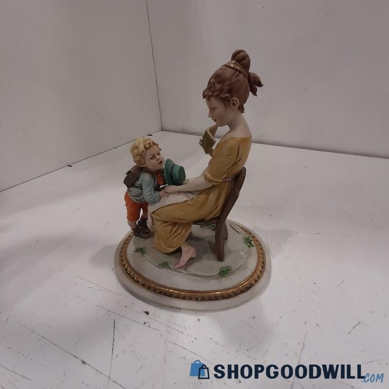 Unbranded Woman & Boy W/ Books Figurine Made In Italy 