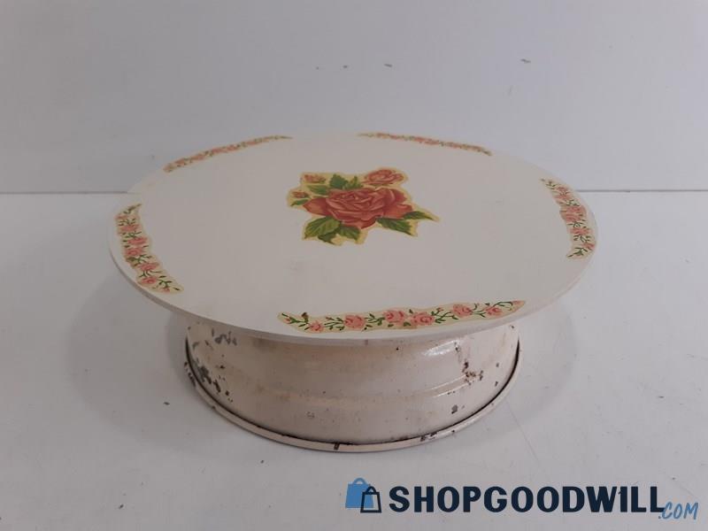 Antique Swiss Musical Rotating Cake Display Plate / Music Box / Turntable