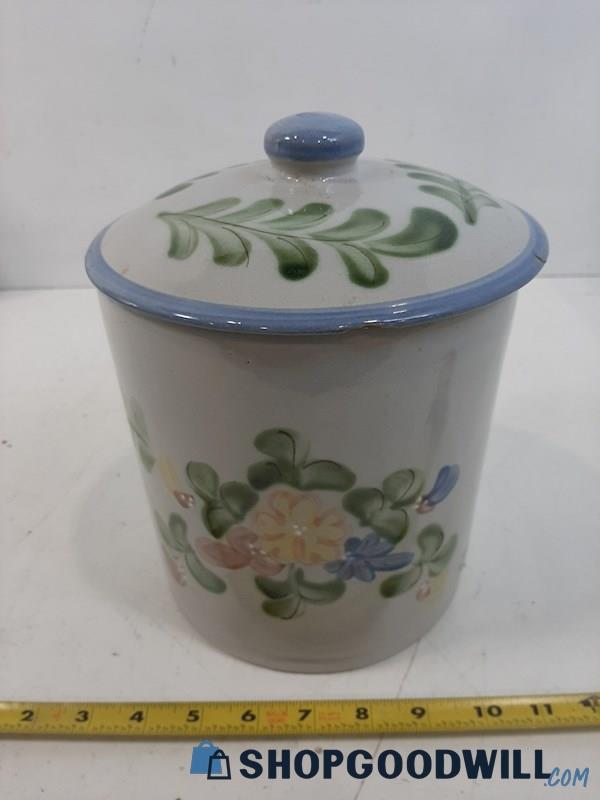 Louisville Stoneware Floral Pattern Cookie Jar With Lid