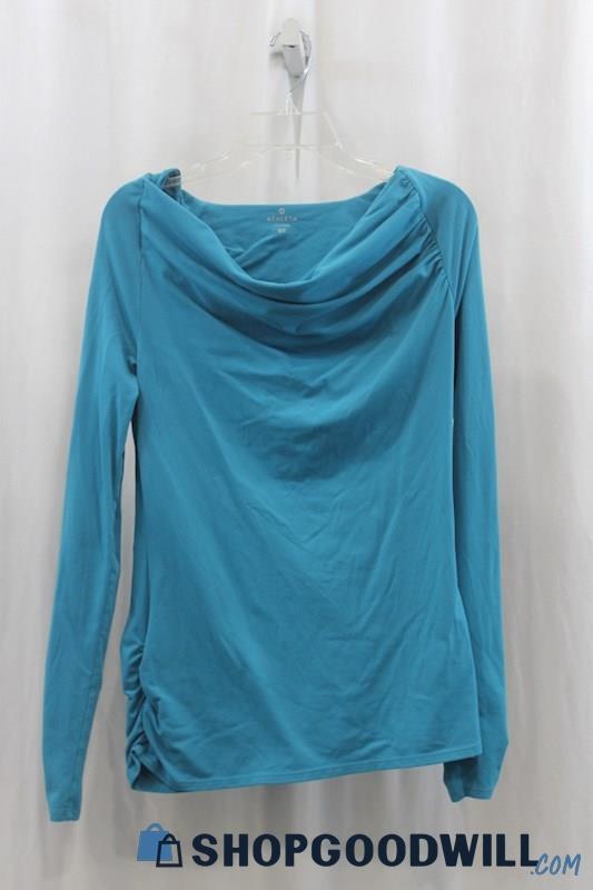 Athleta Womens Teal Drape Blouse Sz MT