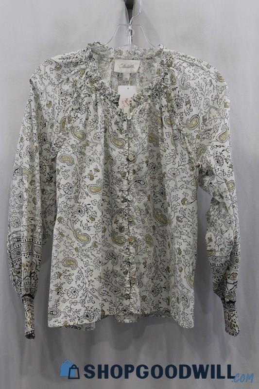 NWT Cleo Bella Women's White/Black Floral Print Tunic Blouse SZ XS