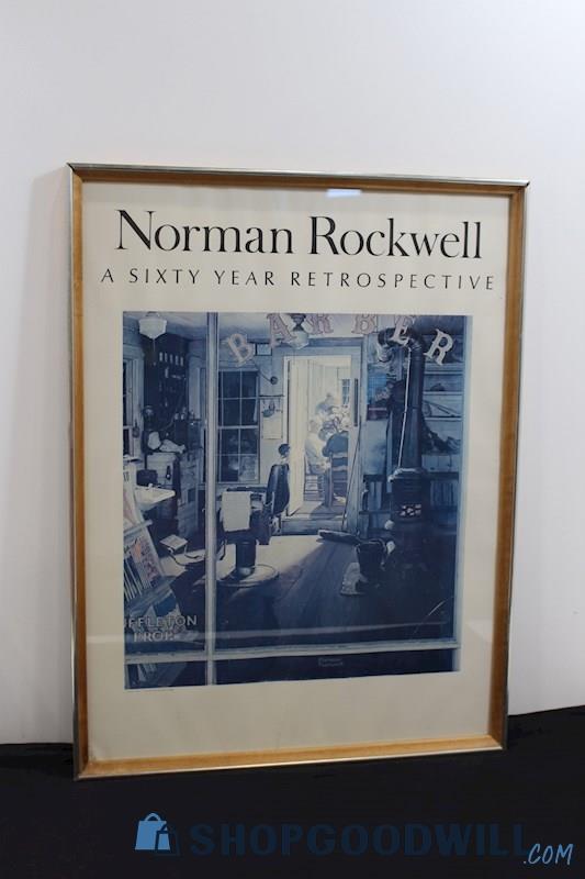 Norman Rockwell Framed 'A Sixty Year Retrospective' Lithographic Print Unsigned
