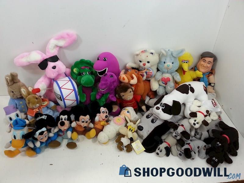 30 Plush Toys Energizer Bunny/Barney/Care Bears/Pound Puppies/Micky Mouse/More